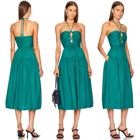 πΊπHPππΊ NWT Ulla Johnson Emmaline Midi Dress Verdigris - Picture 13 of 16